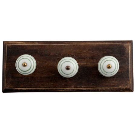 White Pea Green Strip Wooden Hooks